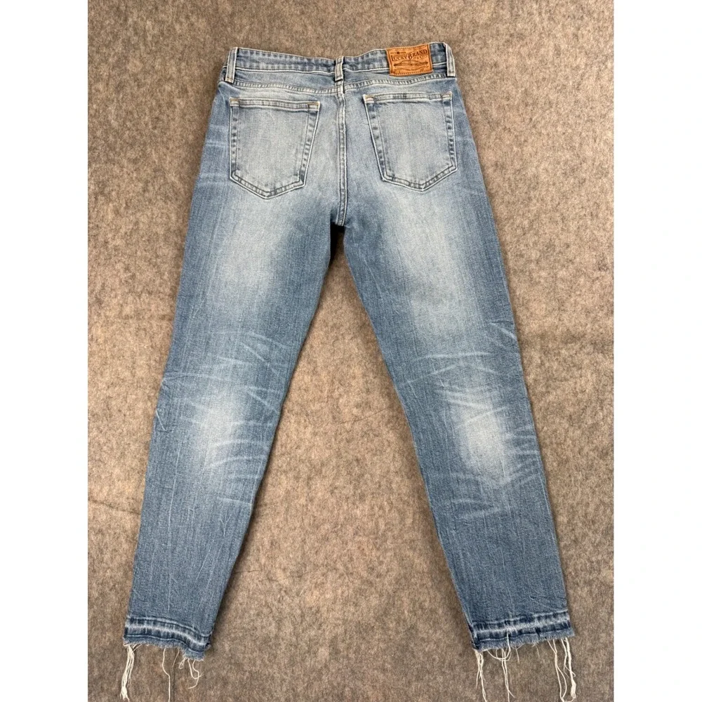 Lucky Brand Sienna Slim Boyfriend Jeans Light Wash Distressed Raw Hem Size‎ 2 26